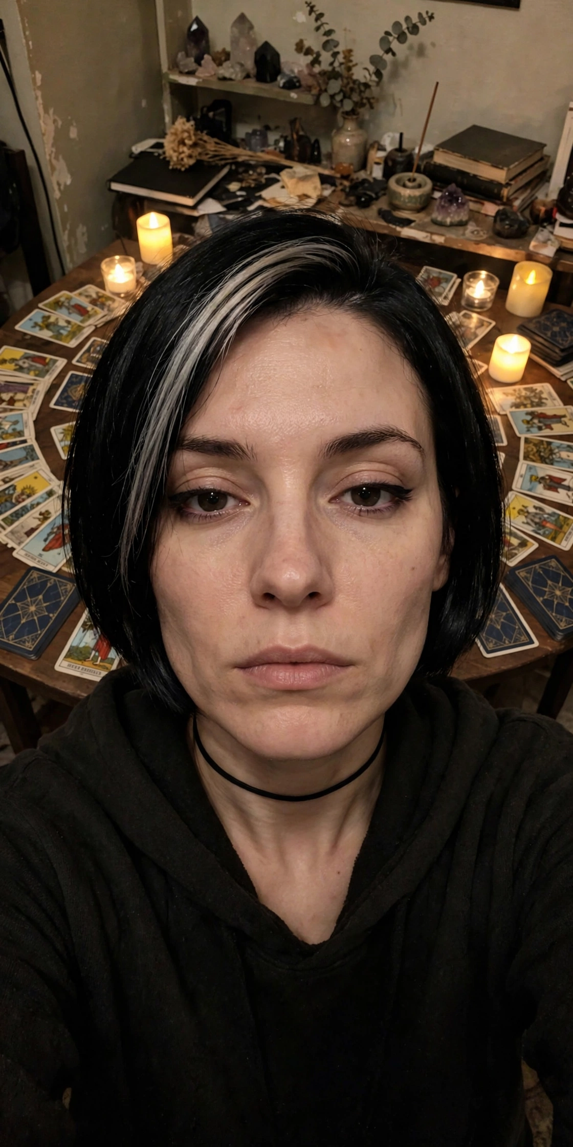 Vesper Quinn at her tarot table